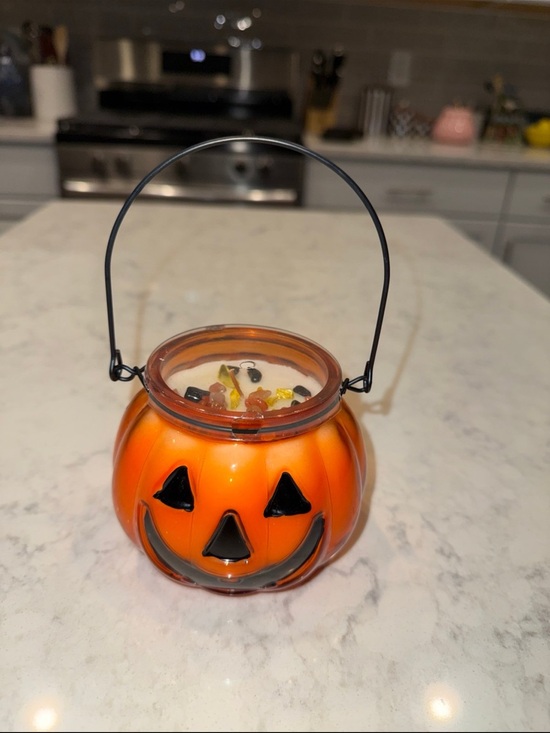 Other - New Halloween Pumpkin Candle Jar with Crystals